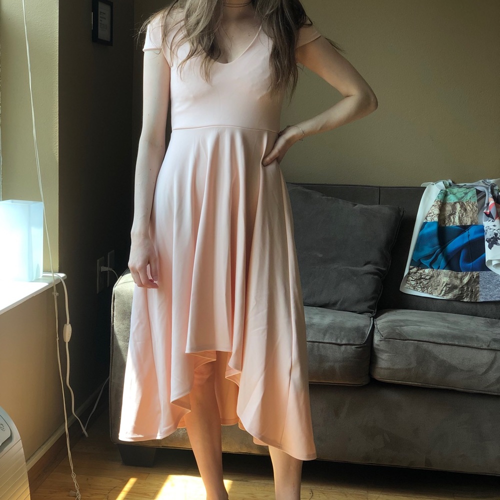 Blush cold shoulder dress